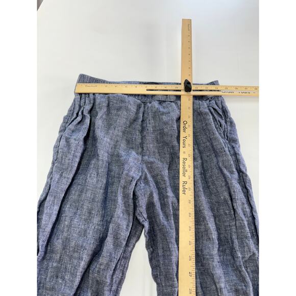 Rachel Roy Pants Womens Large Blue Cropped Ankle Mid Rise‎ Linen - Picture 4 of 6